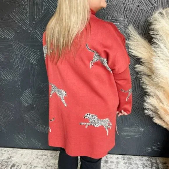 WILD AS YOU MOCK NECK SIDE SLIT SWEATER- RUST - 1XL - Picture 3 of 4